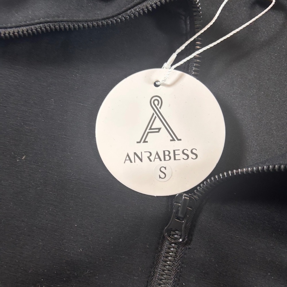 NWT Anrabess Womens Quarter Zip Sweatshirt Black Scuba Style Small Gorpcore - Picture 7 of 10